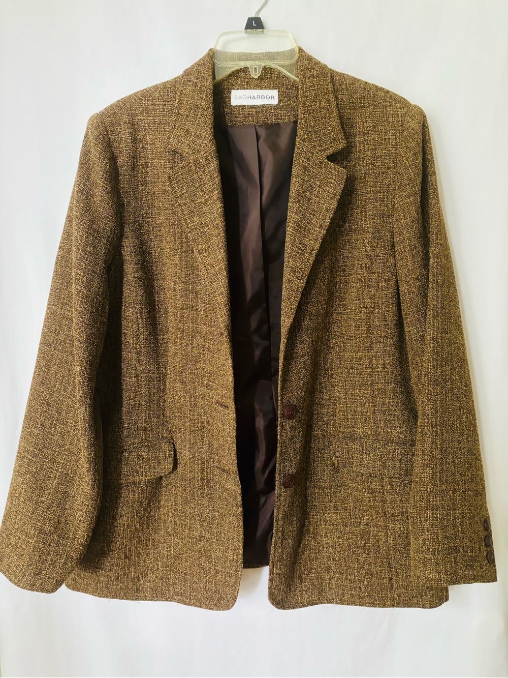 Petite Tweed Blazer Brown Career Jacket 14P